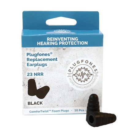 Plugfones Plugfones ComforTwist 29 dB Soft Foam Replacement Tip Replacement Ear Plugs Black 5 pair PRP-FB10